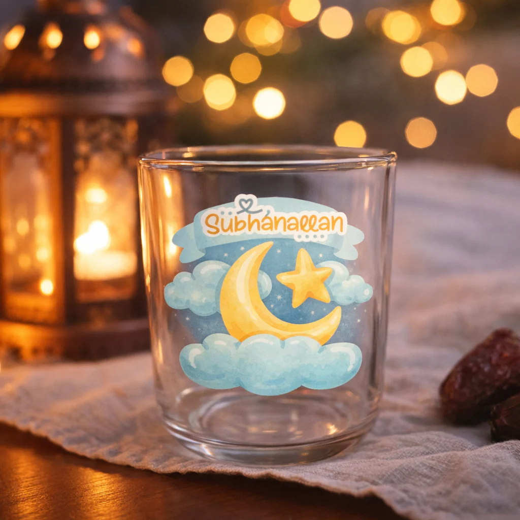 Ramadan Special Islamic Themed Glass Cups (300ml) - Image 16