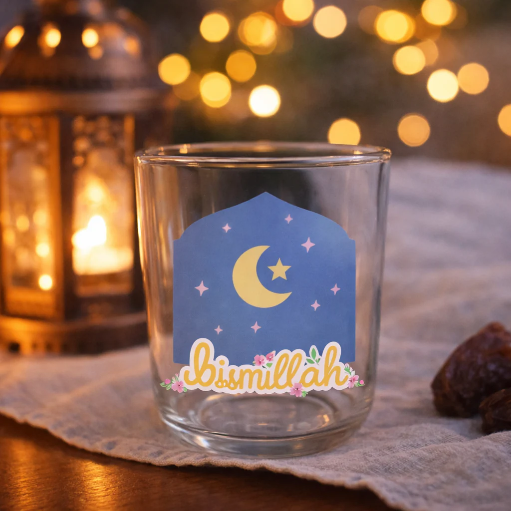 Ramadan Special Islamic Themed Glass Cups (300ml) - Image 17