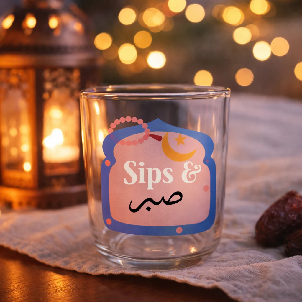 Ramadan Special Islamic Themed Glass Cups (300ml) - Image 18