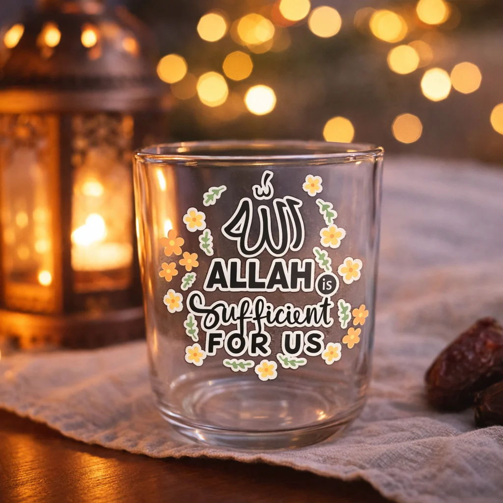 Ramadan Special Islamic Themed Glass Cups (300ml) - Image 22