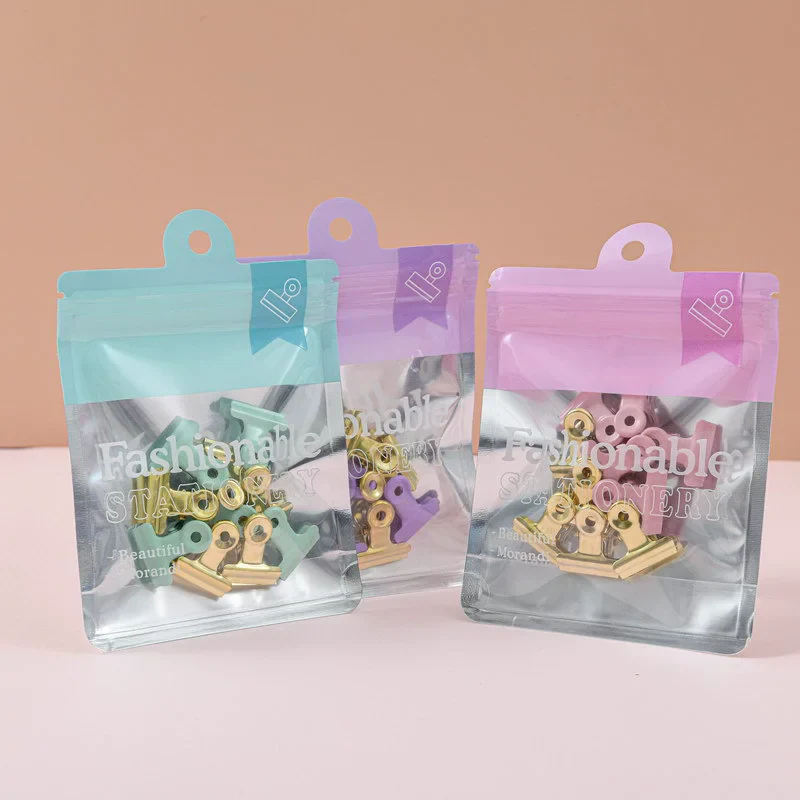 10-Piece Solid Pastel Binder Clips Set - Image 3