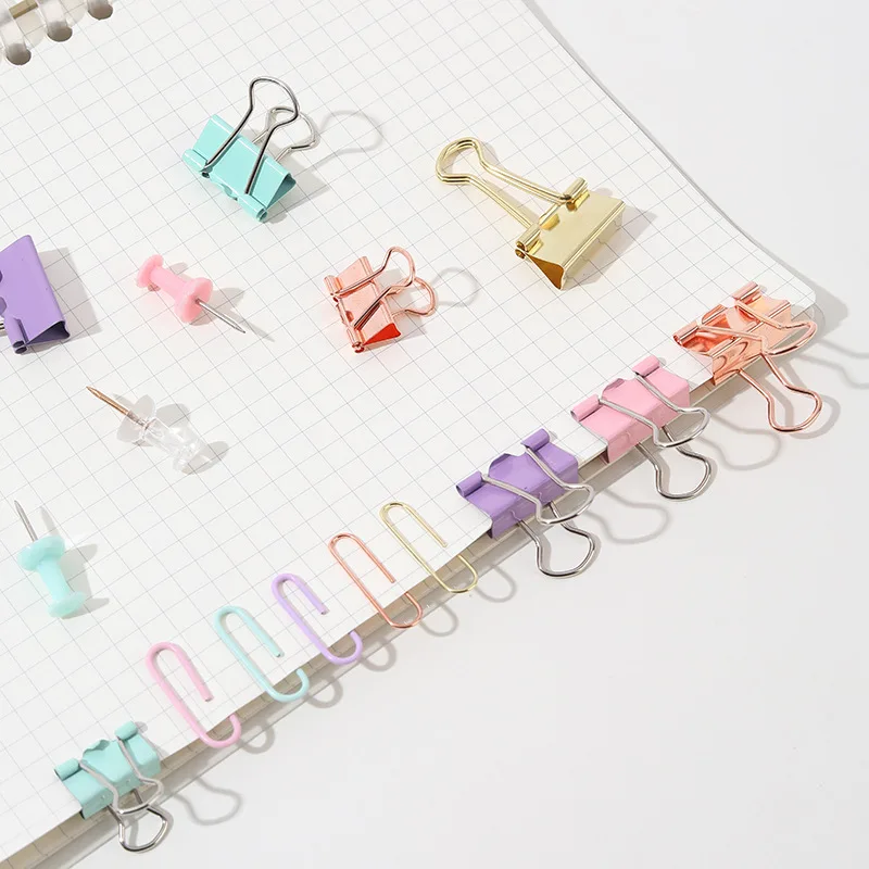 Pastel Desk Organizer Clip Set | Binder Clips, Paper Clips, Push Pins - Image 10