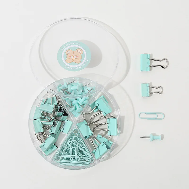 Pastel Desk Organizer Clip Set | Binder Clips, Paper Clips, Push Pins - Image 5