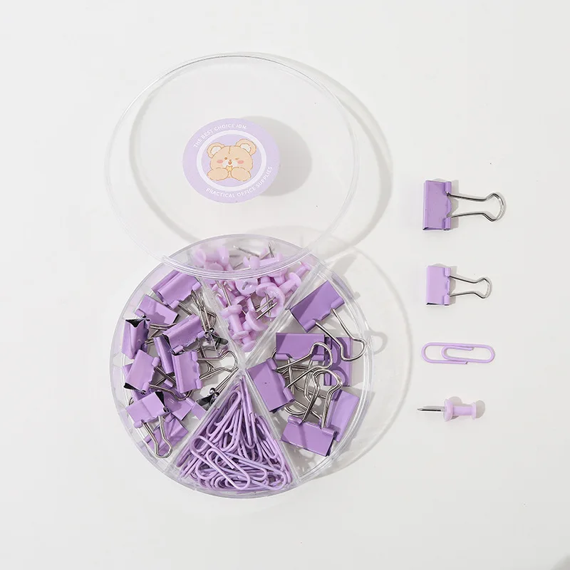Pastel Desk Organizer Clip Set | Binder Clips, Paper Clips, Push Pins - Image 6