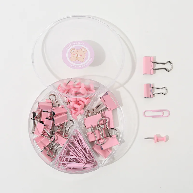 Pastel Desk Organizer Clip Set | Binder Clips, Paper Clips, Push Pins - Image 7