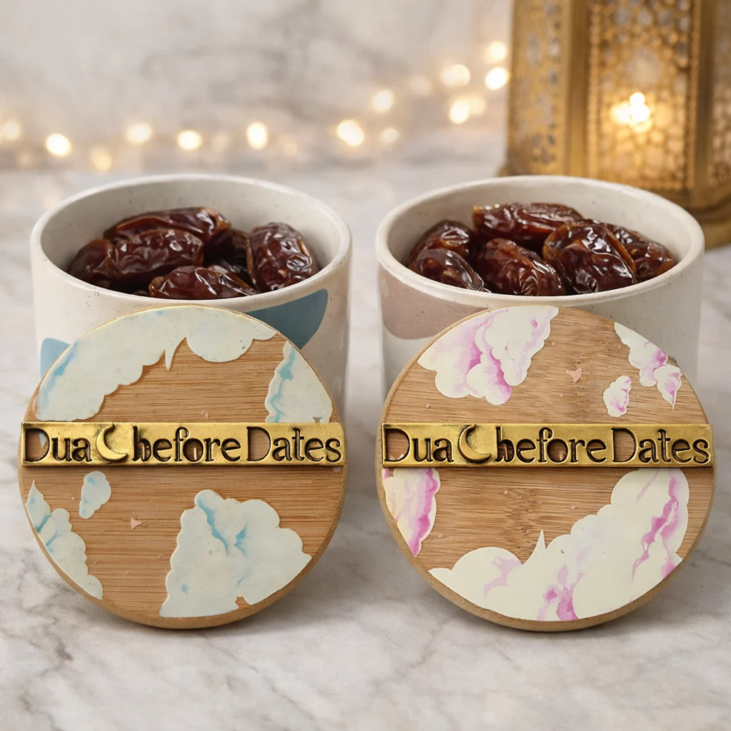 Ramadan Dua Before Dates Ceramic Jar with Wooden Lid - Image 4