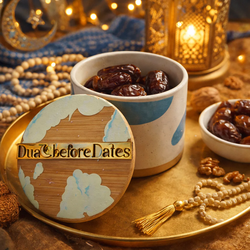 Ramadan Dua Before Dates Ceramic Jar with Wooden Lid - Image 7
